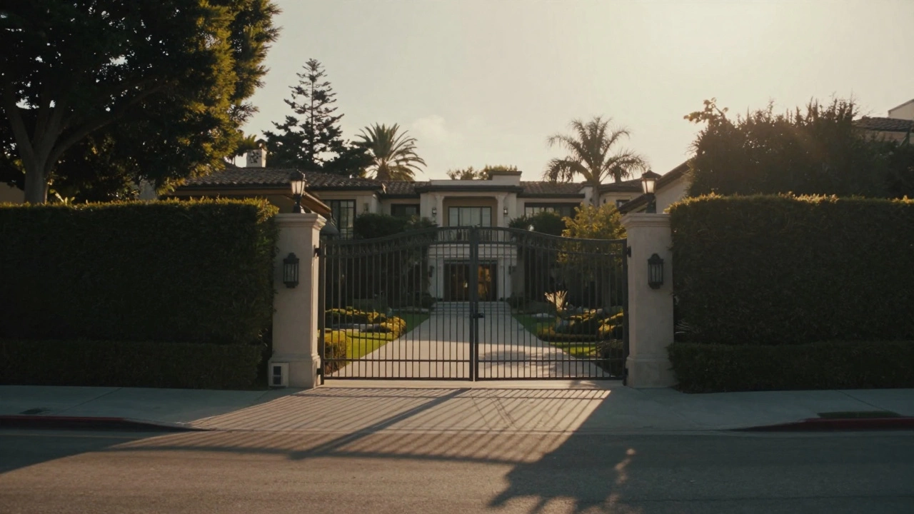 Gated entrance to a private Beverly Hills luxury estate