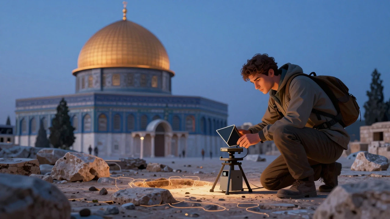 Archaeologist scanning for hidden chambers beneath the Temple Mount