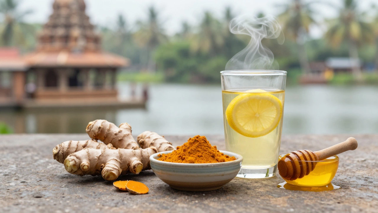 Ginger, turmeric, and lemon water for digestive health
