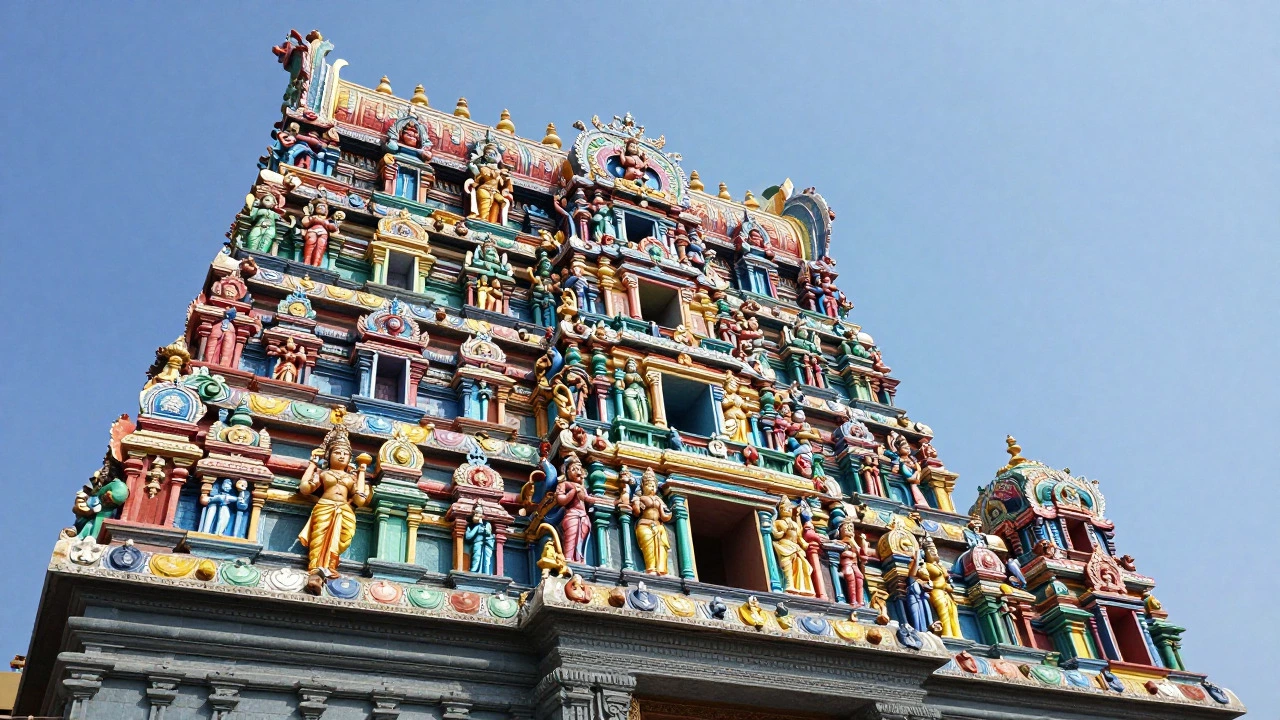 Colorful Gopuram towers of Meenakshi Temple in Madurai
